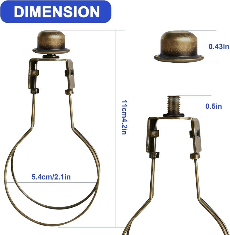 OMOBANU Antique Bronze Clip on Lampshade Adapter, Lamp Shade Light Bulb Holder Includes Lamps Finials, Lampshade Levellers, Clip on Lamp Shade, Metal Shade Decorative Holder Furniture Lighting - Image 1